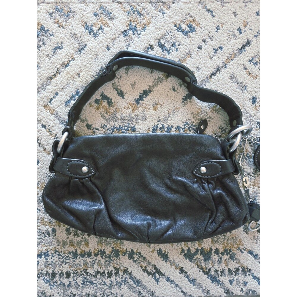 VTG Y2K Juicy Couture Black Leather Shoulder Bag w/ charms